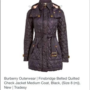 Burberry finsbridge Belted Quilted check jacket